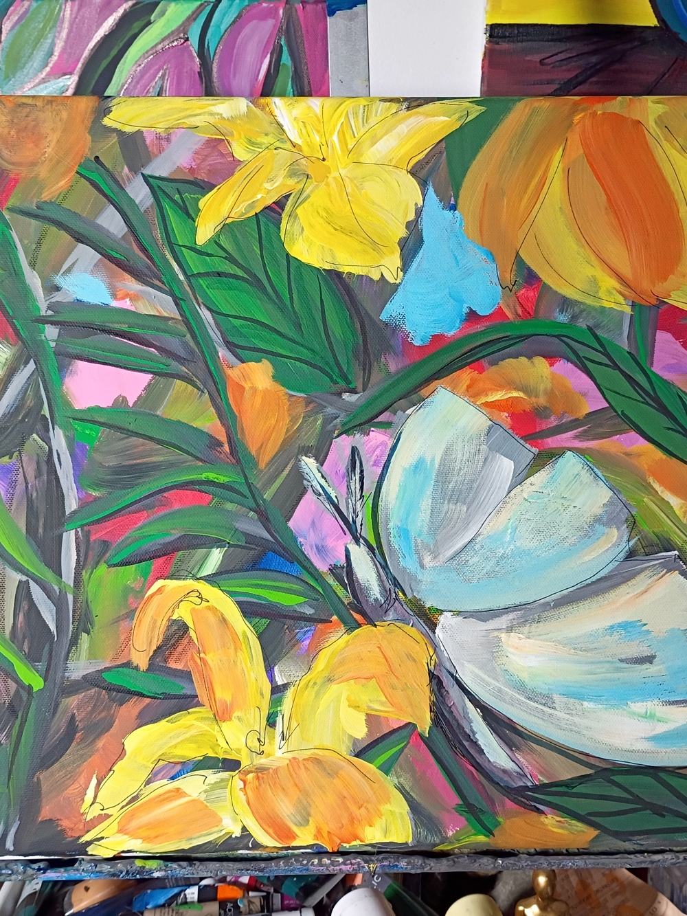 Original Painting By Rachael Potter Abstract Floral Acrylic Paint